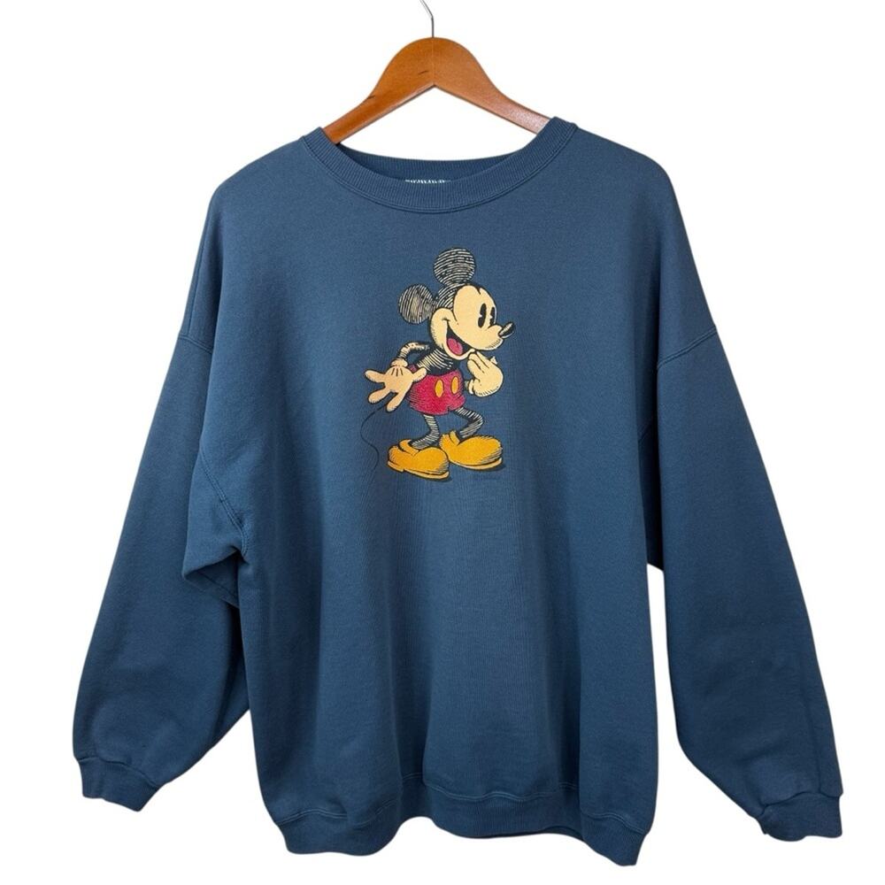VTG 80s 90s HANES Disney Mickey Mouse Blue Teacher Sweatshirt Men’s Sz XL